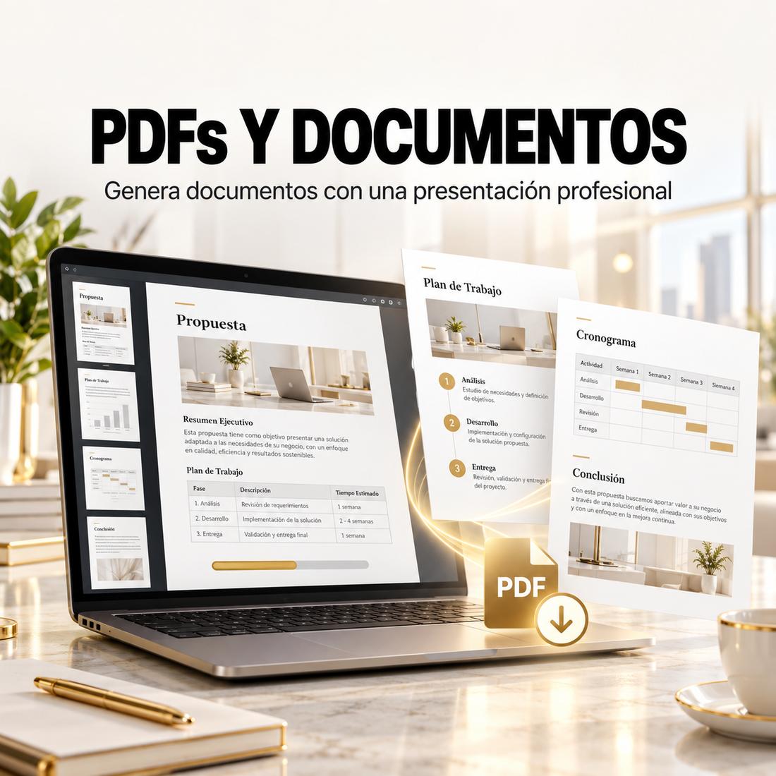 Generador de PDFs y documentos — Radianza Store Digital